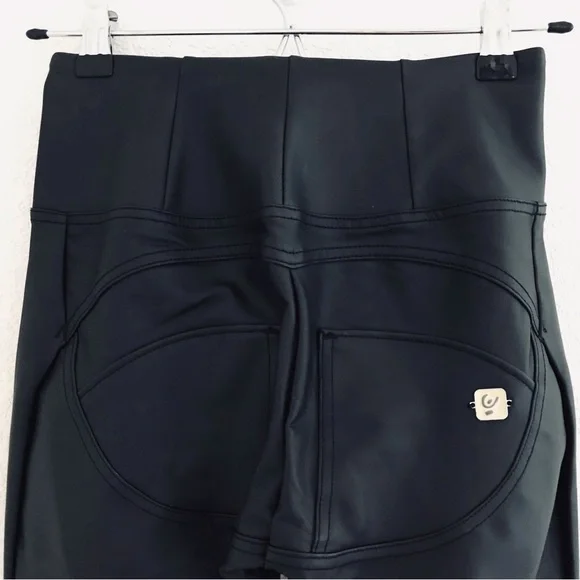 FREDDY WRUP Faux Leather High Waisted Pants Ankle Length Black - Picture 10 of 16